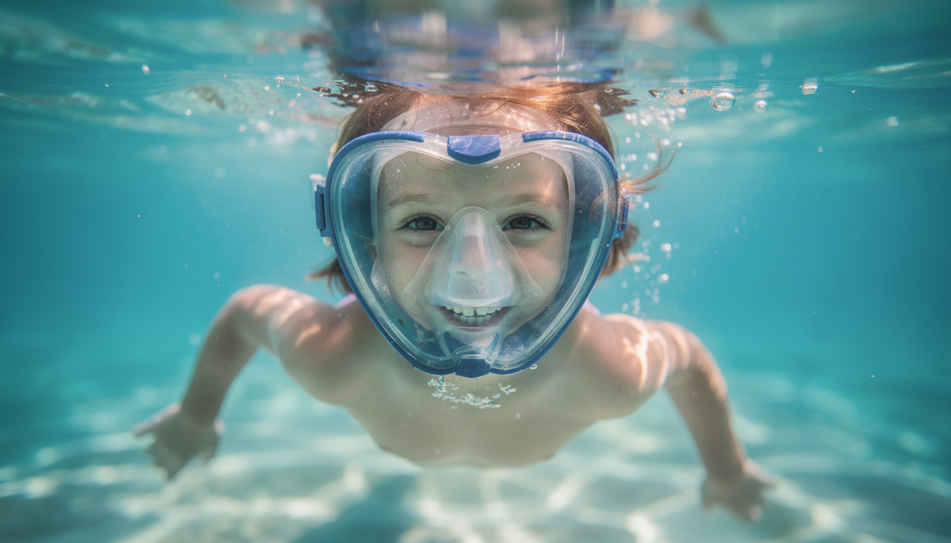 masque easybreath junior, spécialement conçu pour les enfants, offrant confort et sécurité pour la plongée et le snorkeling.